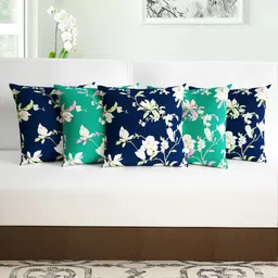 Divine Casa Set of 5 Floral Square Cushion Covers-92