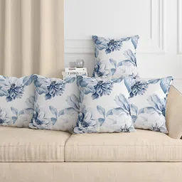 Aura Blue 5 Pcs Floral Square Cushion Covers-image-73