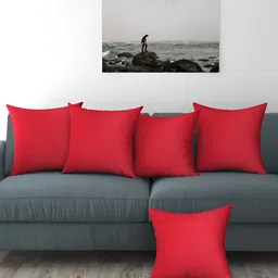 BIGGER FISH Maroon 5Pcs Velvet Square Cushion Covers-image-76