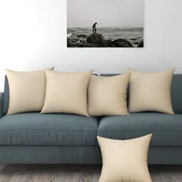 BIGGER FISH Cream 5 Pieces Velvet Square Cushion Covers-image-20