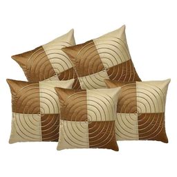 JDX Beige Set of 5 Colourblocked Square Cushion Covers-26