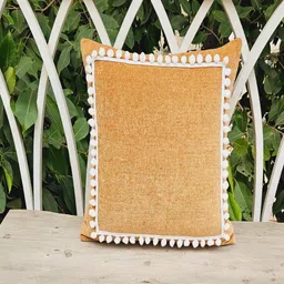 THROWPILLOW Tan & White Tasselled Square Cushion Cover-image-45