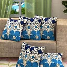 BIGGER FISH Blue 5 Pcs Square Cushion Covers-image-61