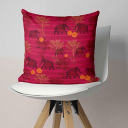 BIANCA Red & Black Ethnic Motifs Square Cushion Covers-47