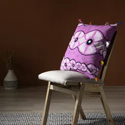 Contrast Living Pink & Black Ethnic Motifs Square Cotton Cushion Cover-image-29
