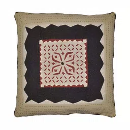 Lal Haveli Beige & Black Ethnic Motifs Silk Square Cushion Cover-37