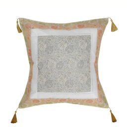 Lal Haveli White Ethnic Motifs Silk Square Cushion Cover-image-9