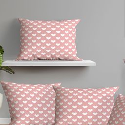 OASIS Pink & White 5 Pieces Ethnic Motifs Cotton Square Cushion Covers-image-85