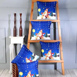 SOKNACK Blue & White Set of 5 Christmas Eve Square Cushion Covers-30