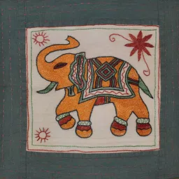 Lal Haveli Brown & White Ethnic Motifs Silk Square Cushion Cover-image-25