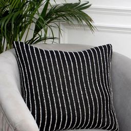 Aditi Wasan Black & White Striped Square Cotton Cushion Cover-image-17