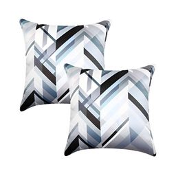 CAZIMO White & Grey 2 Pieces Abstract Satin Square Cushion Covers-image-10