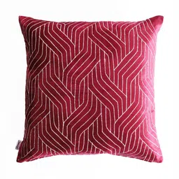 Home Burgundy 2 Pieces Embroidered Velvet Square Cushion Covers-85
