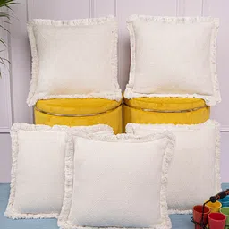 ANWYN Off White 5-Pieces Pure Cotton Square Cushion Covers-image-29