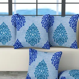 BIGGER FISH Blue 5 Pieces Ethnic Motifs Square Cushion Covers-image-4