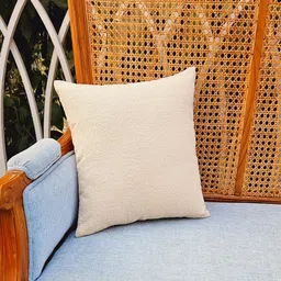 THROWPILLOW Off White Textured Square Cushion Cover-image-56