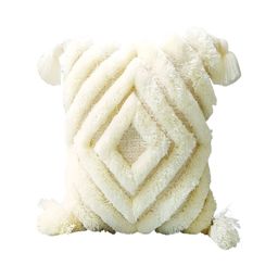 THROWPILLOW Off White Embroidered Square Cushion Cover-image-64