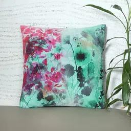 ZEBA Pink & Black Floral Square Cushion Cover-image-57