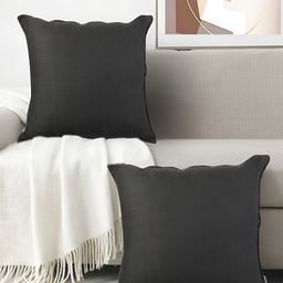 FABURAA Black 2 Pieces Square Cushion Covers-9