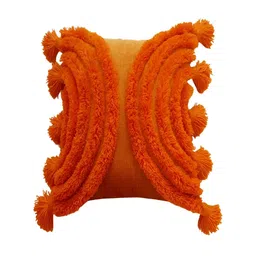 THROWPILLOW Orange Embellished Square Cushion Cover-image-21