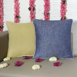 ZEBA Blue & Green 2 Pieces Square Cushion Covers-image-73
