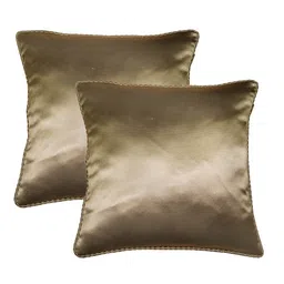Lushomes Brown Set of 2 Square Cushion Covers-22