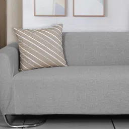 Ode & Cleo Set of 2 Grey & White Embroidered Pure Cotton Square Cushion Cover-14
