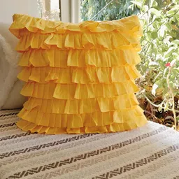 THROWPILLOW Yellow Embroidered Square Cushion Covers-56