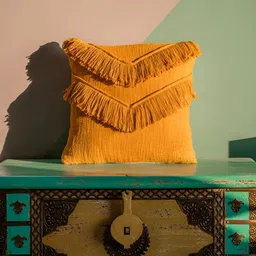 ABSTRACT INDIA Mustard Square Cushion Covers-image-21