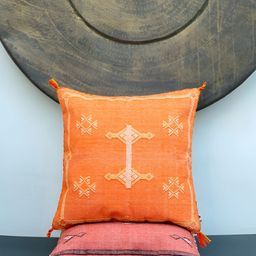 ABSTRACT INDIA Orange Geometric Embroidered Square Cushion Covers-image-78