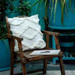 ABSTRACT INDIA White Embroidered Cotton Square Cushion Covers-image-87