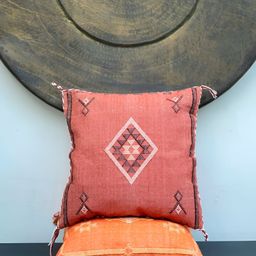 ABSTRACT INDIA Pink Geometric Embroidered Square Cushion Covers-image-89