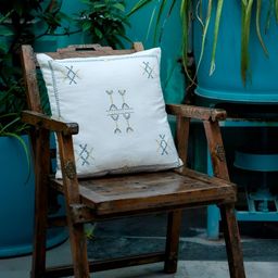 ABSTRACT INDIA White Geometric Embroidered Square Cushion Covers-image-69