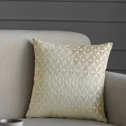 GM Beige Set of Single Geometric Square Cushion Covers-21
