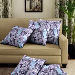 Aura Purple & White 5 Pieces Abstract Velvet Square Cushion Covers-image-38
