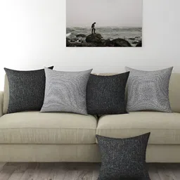 BIGGER FISH Grey 5 Pcs Square Cushion Covers-image-23