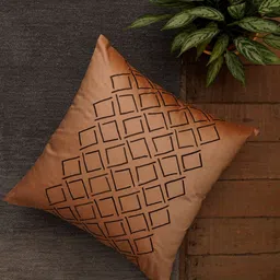 ZEBA Mustard & Black Embroidered Square Cushion Cover-49