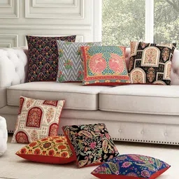 SEJ by Nisha Gupta Unisex Blue Cushion Covers-image-59