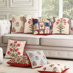 SEJ by Nisha Gupta Unisex Pink Cushion Covers-image-13