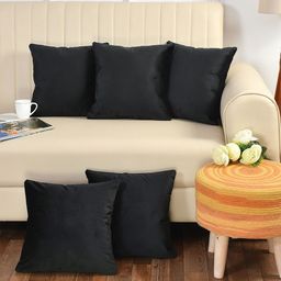 Bajo's Black Set of 5 Square Cushion Covers-33