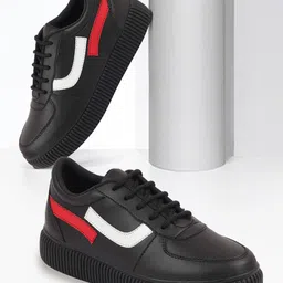 FAUSTO Women Black PU Lightweight Sneakers-image-79