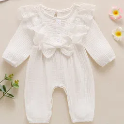 StyleCast Infants Girls White Self Design Rompers-image-78