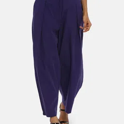 GRASS by Gitika Goyal Women Purple Pleated Trousers-image-71