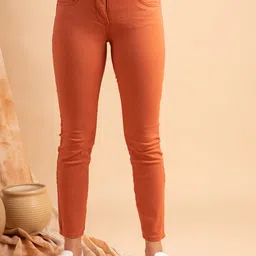B.Copenhagen Women Orange Slim Fit Jodhpuris Trousers-image-54