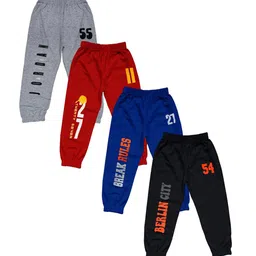 BAESD Kids Pack Of 4 Printed Pure Cotton Joggers-14