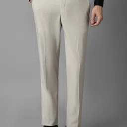 Louis Philippe Men Textured Slim Fit Mid Rise Flat Front Formal Trousers-image-54