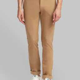 Parx Men Khaki Regular Fit Solid Trousers-1