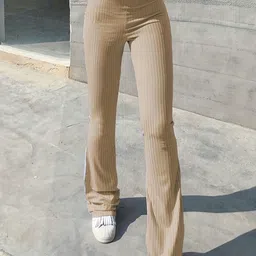StyleCast Women Khaki Original Tapered Fit Ribbed Trousers-image-11
