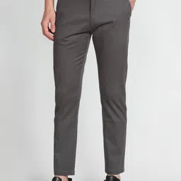 Flying Machine Men Tapered Fit Mid-Rise Plain Cotton Trousers-image-43