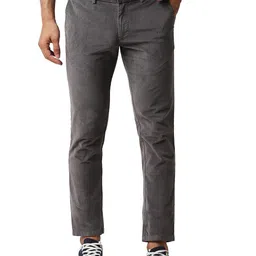 Basics Men Solid Tapered Fit Cotton Trousers-image-9